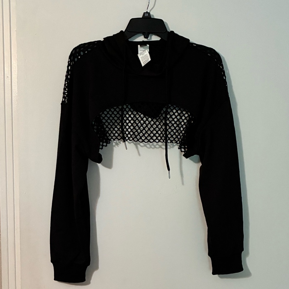 Stylish Black Women's Cropped Hoodie